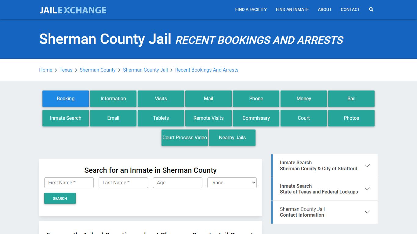 Sherman County Jail TX Recent Arrests and Bookings - Jail Exchange