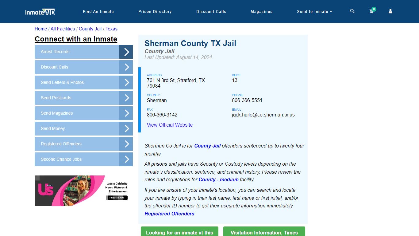 Sherman County TX Jail - Inmate Locator