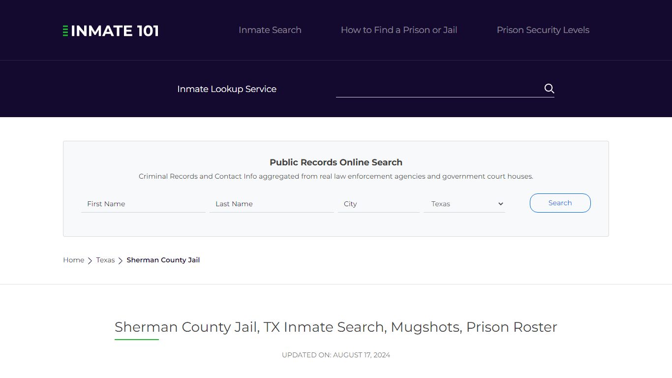 Sherman County Jail, TX Inmate Search, Mugshots, Prison Roster